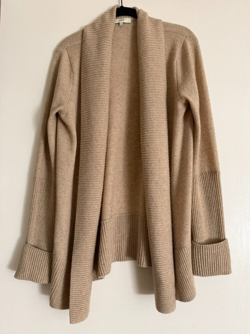 Vince Sweater Cardigan Womens S Cream Wool Cashmere Open Front Shawl Long Sleeve